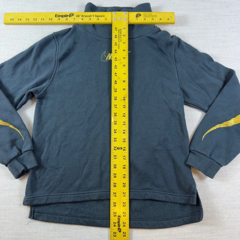 Nike Girls XL Turtleneck Fleece Sweatshirt Blue Gold Graphic High Low Pullover